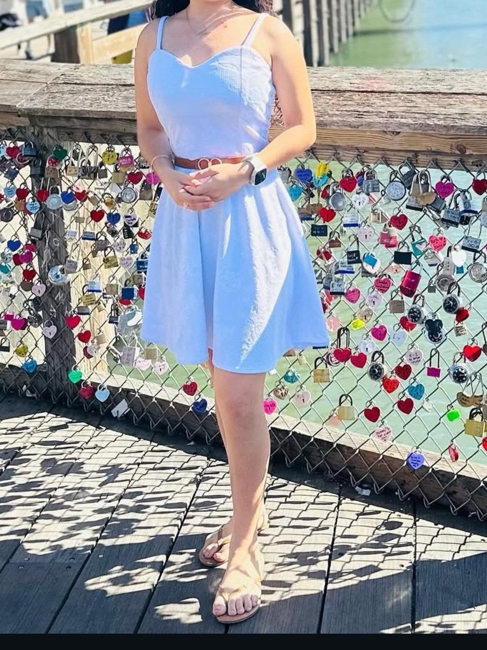 Light Blue Spaghetti Strap Sundress - Women's Casual Summer Dress